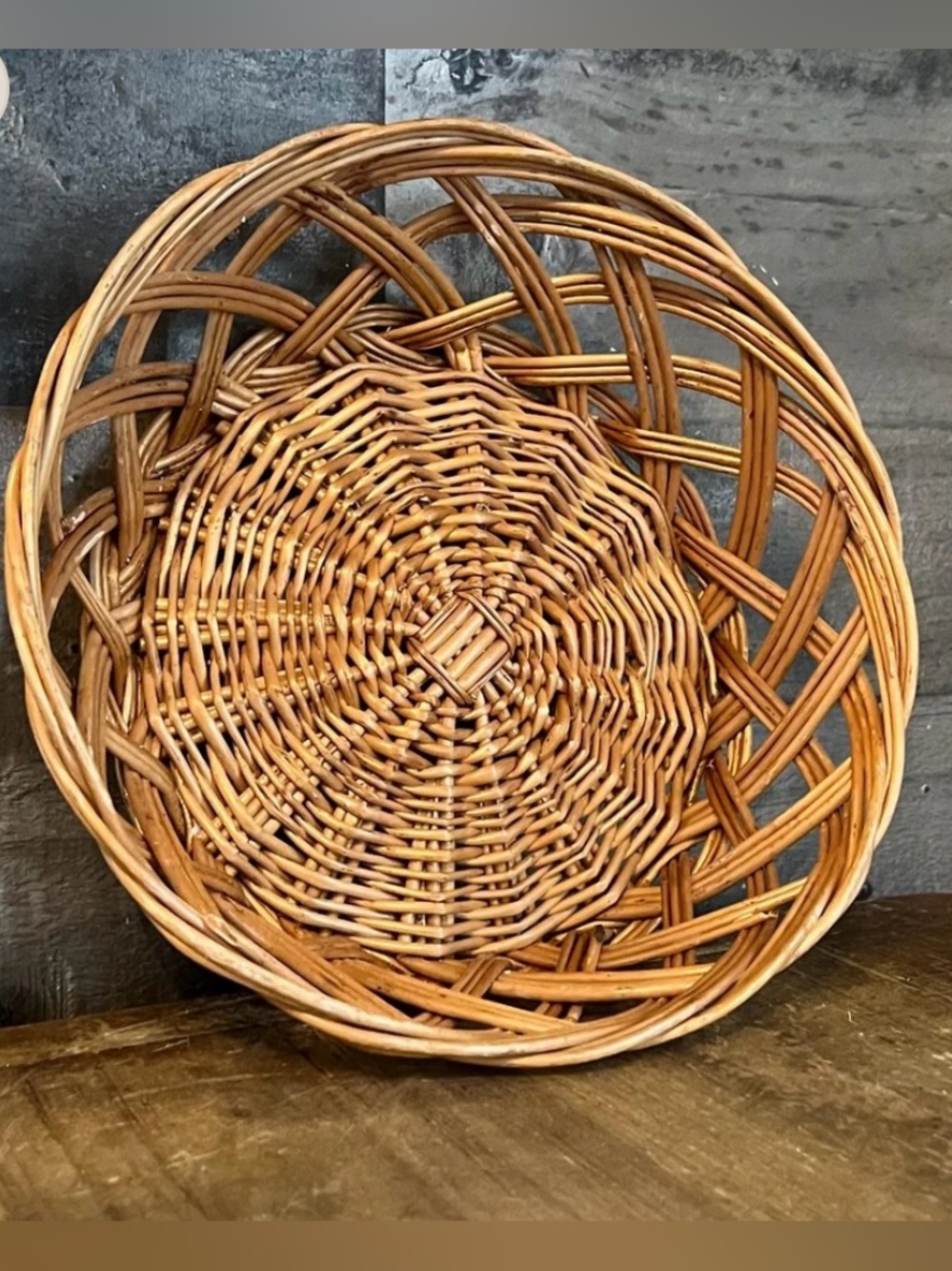 Vintage set of Two Woven Rattan/wicker Decorative Baskets